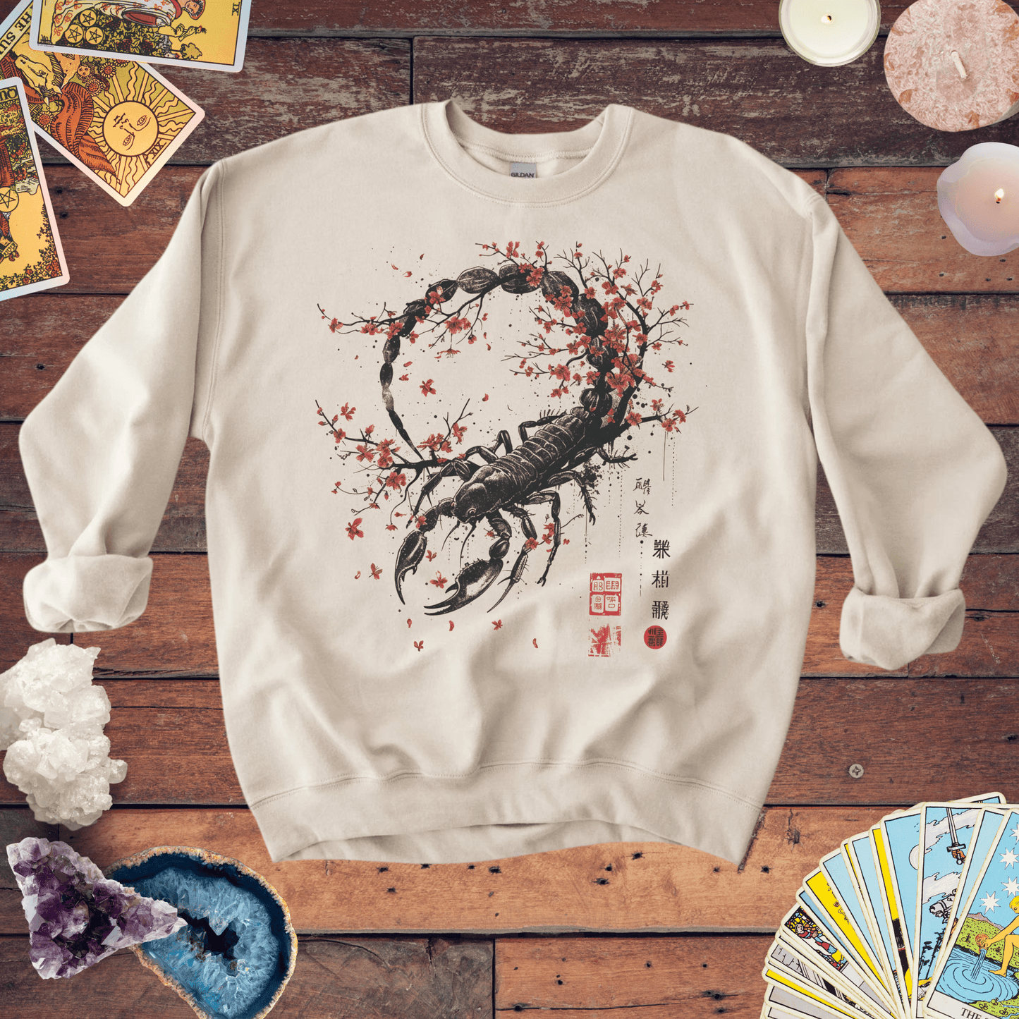 Sweatshirt S / Sand Scorpio Intensity Extra Soft Sweater: Japanese Art in Premium Cotton Blend