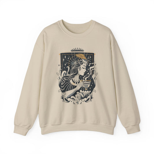 Sweatshirt S / Sand Stellar Stream Aquarius Sweater: Embrace the Cosmic Tide