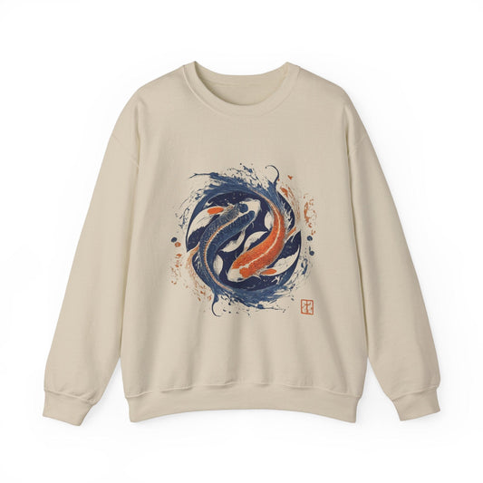 Sweatshirt S / Sand Traditional Koi Pisces Soft Sweater: Embrace the Depths