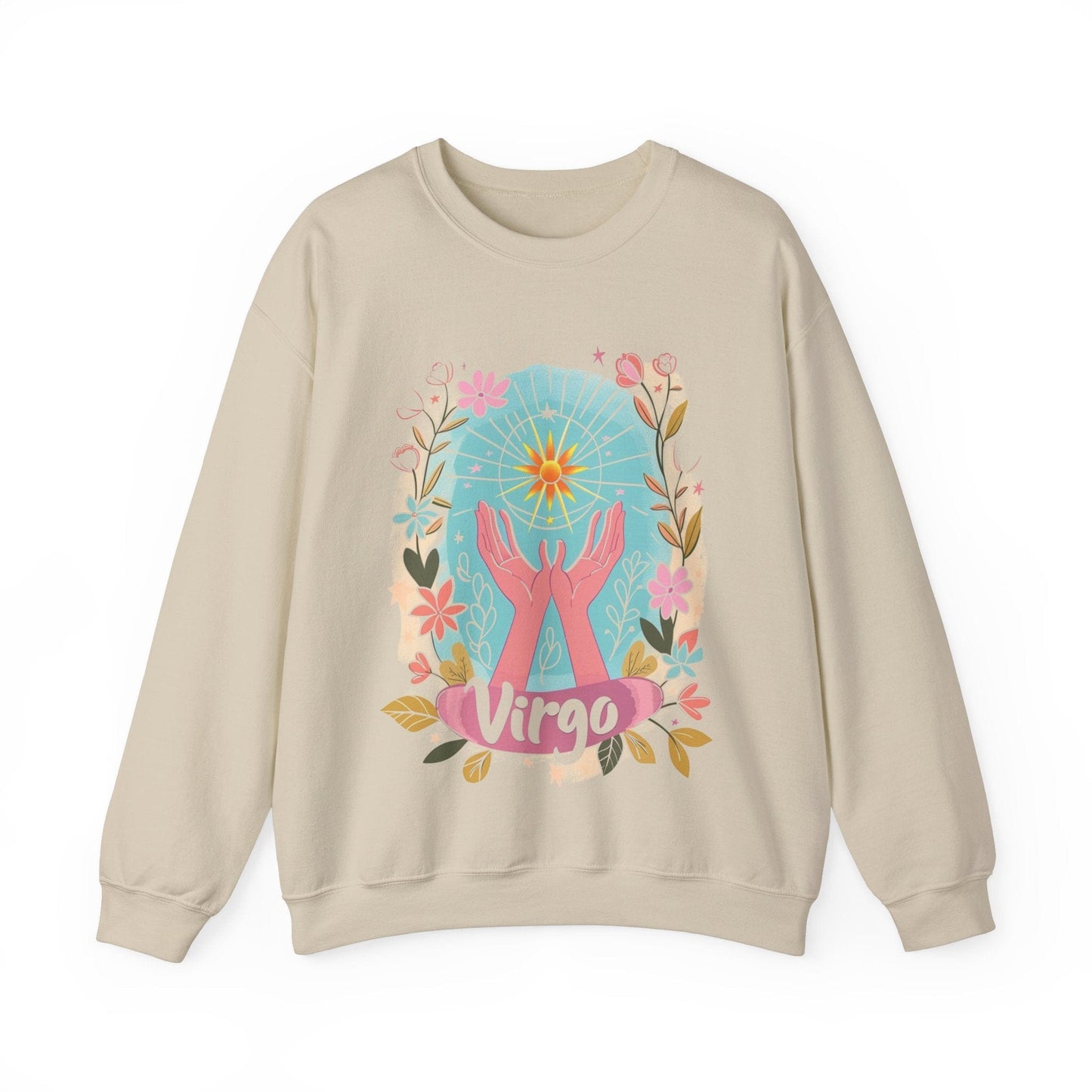 Sweatshirt S / Sand Virgo's Bloom Soft Sweater: Embrace Your Inner Garden