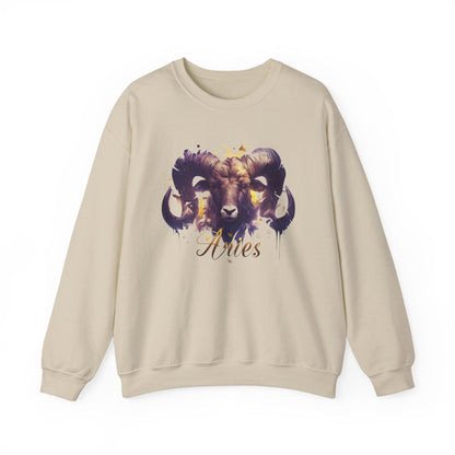 Sweatshirt S / Sand Vivid Aries Spirit Soft Sweater: Embrace Your Fire