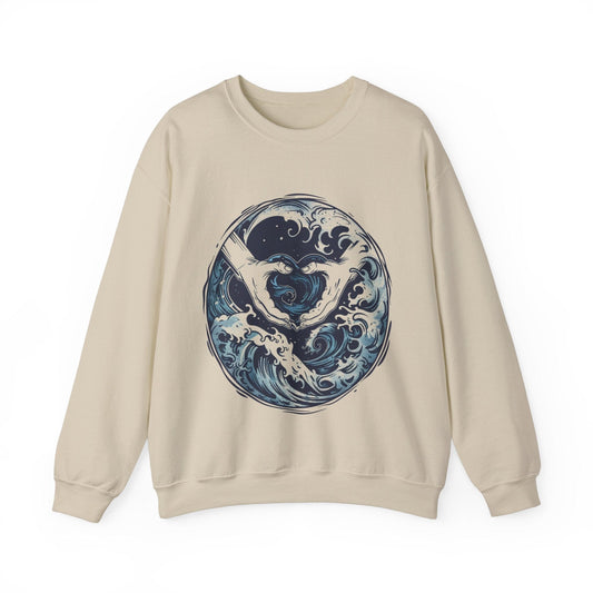 Sweatshirt S / Sand Waves of Wisdom Aquarius Sweater: Navigate the Waters of Intellect