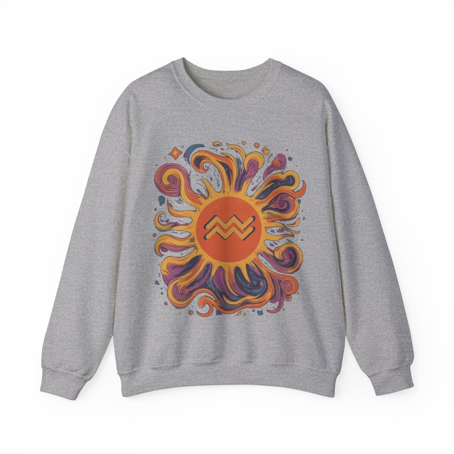 Sweatshirt S / Sport Grey Aquarius Celestial Sun Soft Sweater: Illuminate Your Style