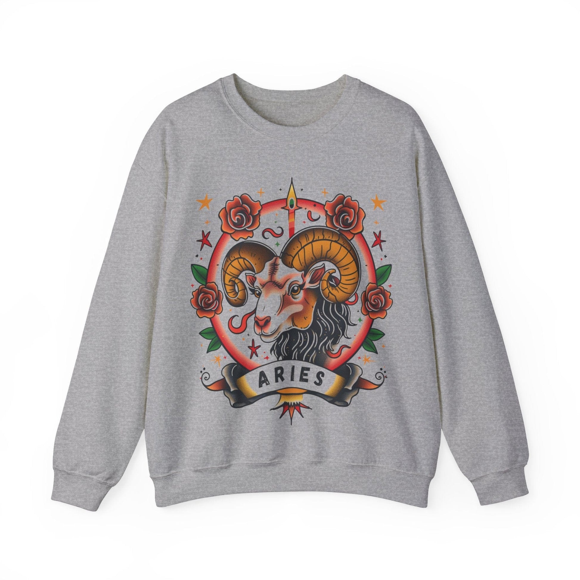 Sweatshirt S / Sport Grey Bold Aries Zodiac Sweater - Premium Cotton Astrology Soft Sweater