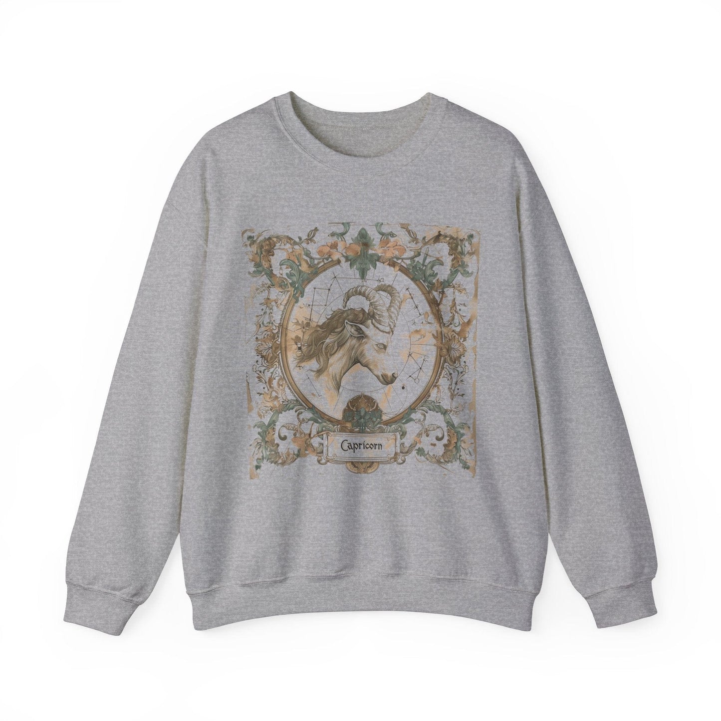 Sweatshirt S / Sport Grey Capricorn Baroque Constellation Sweater: A Tapestry of Stars