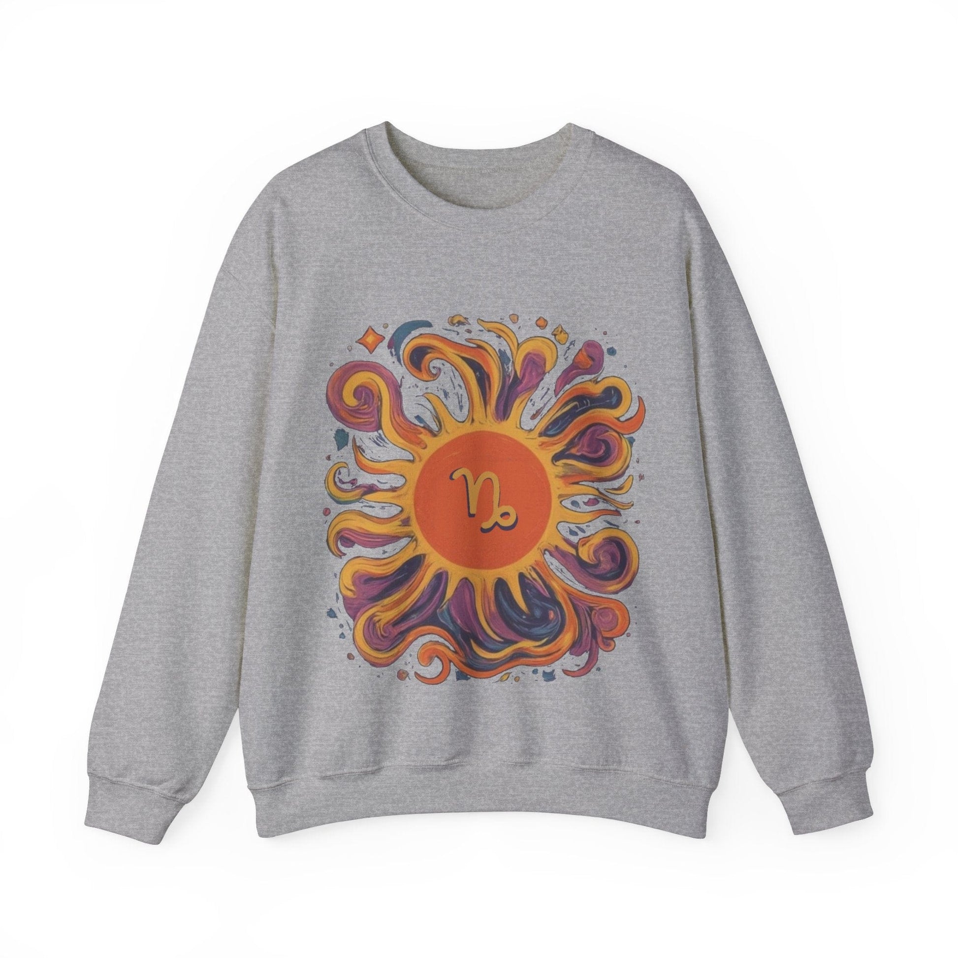Sweatshirt S / Sport Grey Capricorn Celestial Sun Soft Sweater: Earthy Elegance Meets Cosmic Warmth