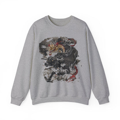 Sweatshirt S / Sport Grey Eastern Mythos Dragon-Taurus Sweater: Fusion of Strength