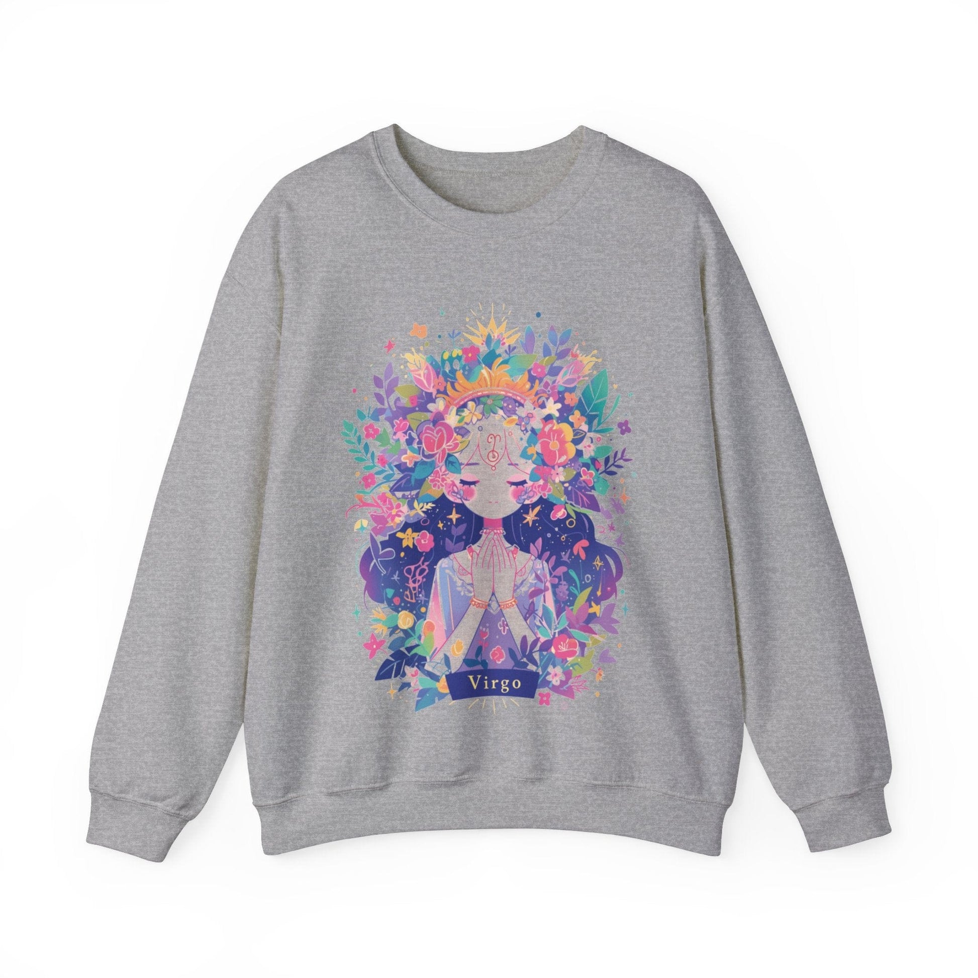 Sweatshirt S / Sport Grey Neon Blossom Virgo Sweater: Glow of Serenity