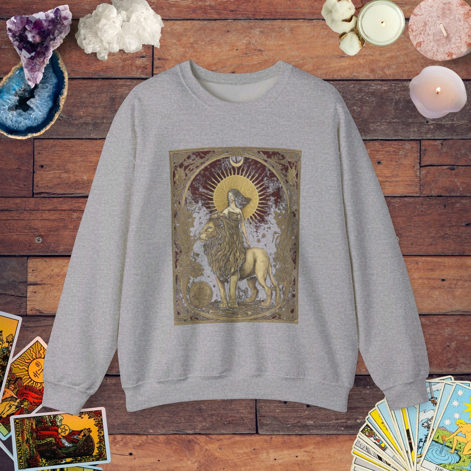 Sweatshirt S / Sport Grey The Lion's Strength Tarot Leo Soft Crewneck Sweatshirt