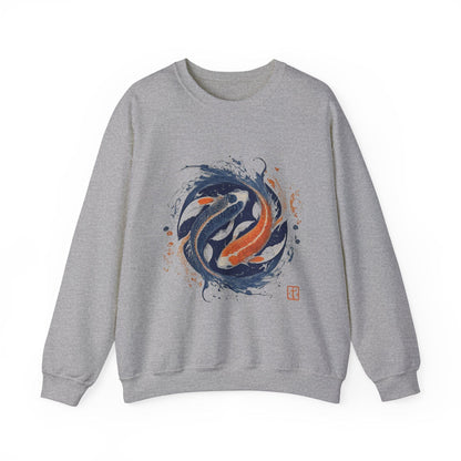 Sweatshirt S / Sport Grey Traditional Koi Pisces Soft Sweater: Embrace the Depths
