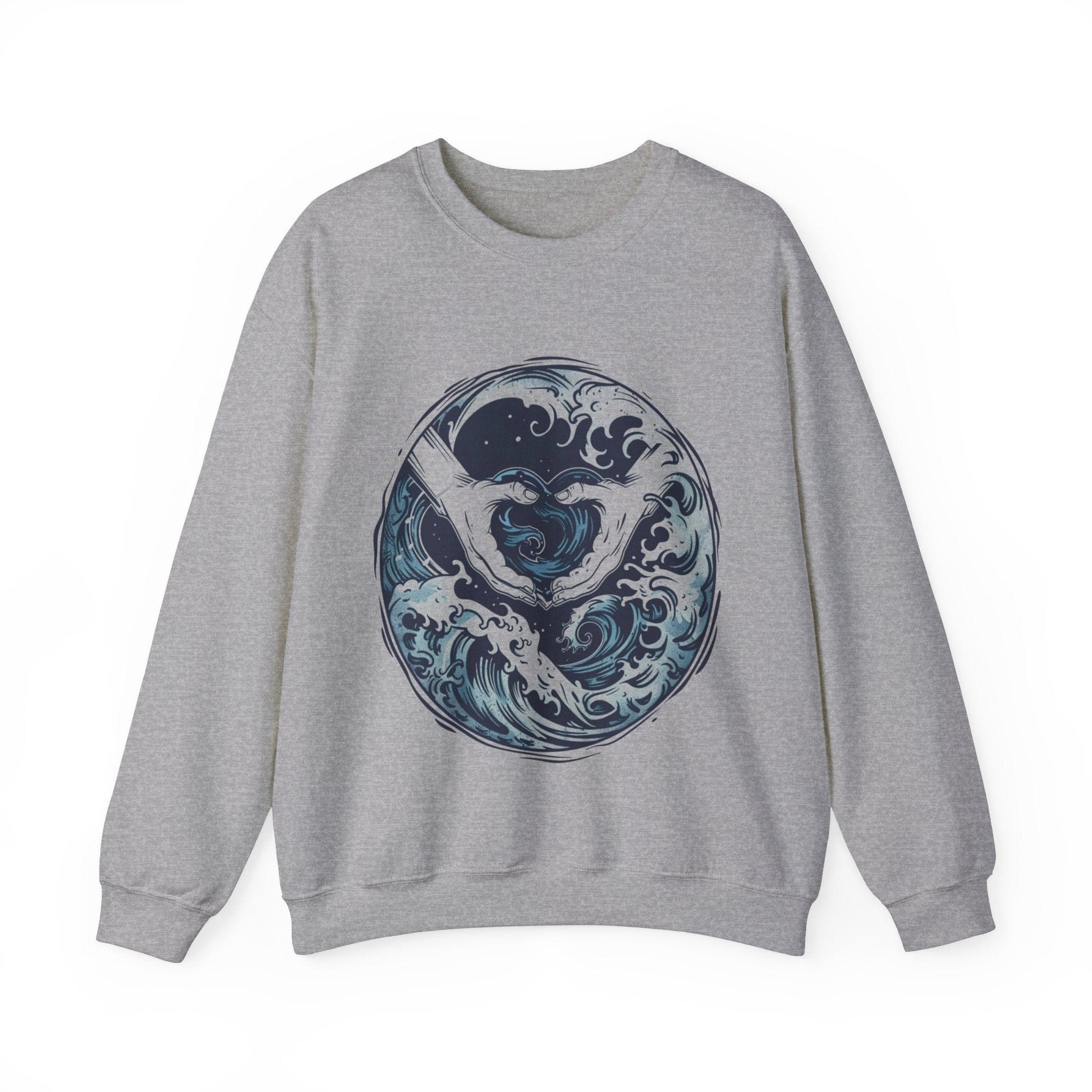 Sweatshirt S / Sport Grey Waves of Wisdom Aquarius Sweater: Navigate the Waters of Intellect