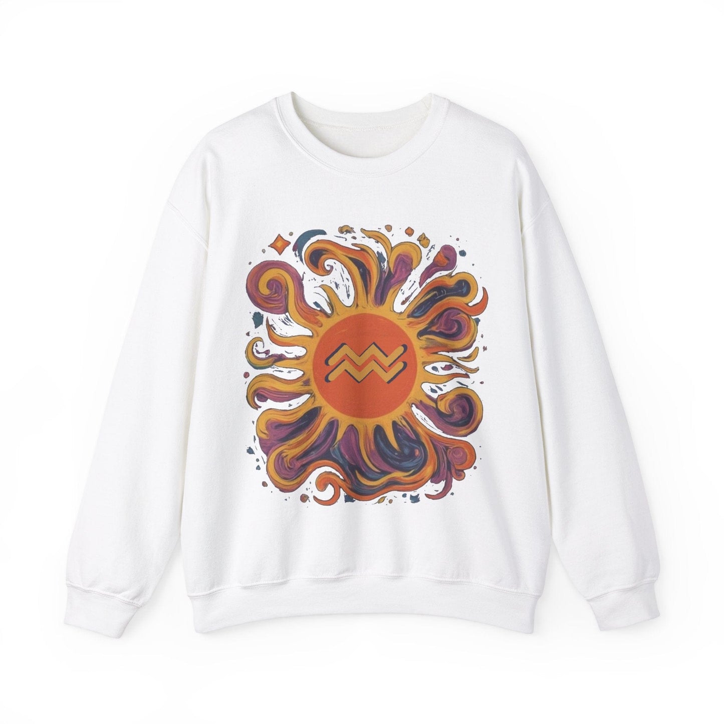 Sweatshirt S / White Aquarius Celestial Sun Soft Sweater: Illuminate Your Style