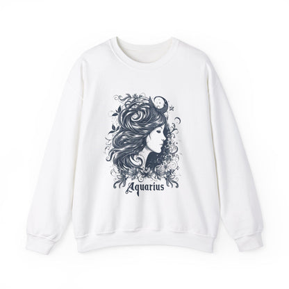 Sweatshirt S / White Aquarius Whirlwind Elegance Sweatshirt: A Tribute to the Water Bearer