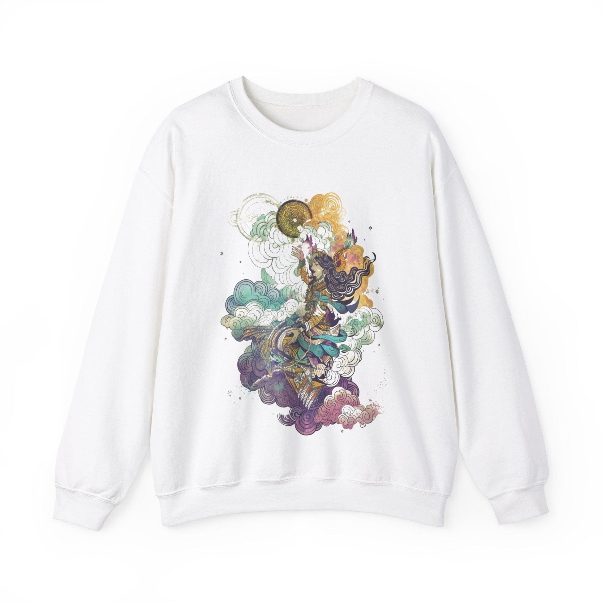 Sweatshirt S / White Astrological Elegance Sweater: Cosmic Grace Unfolds