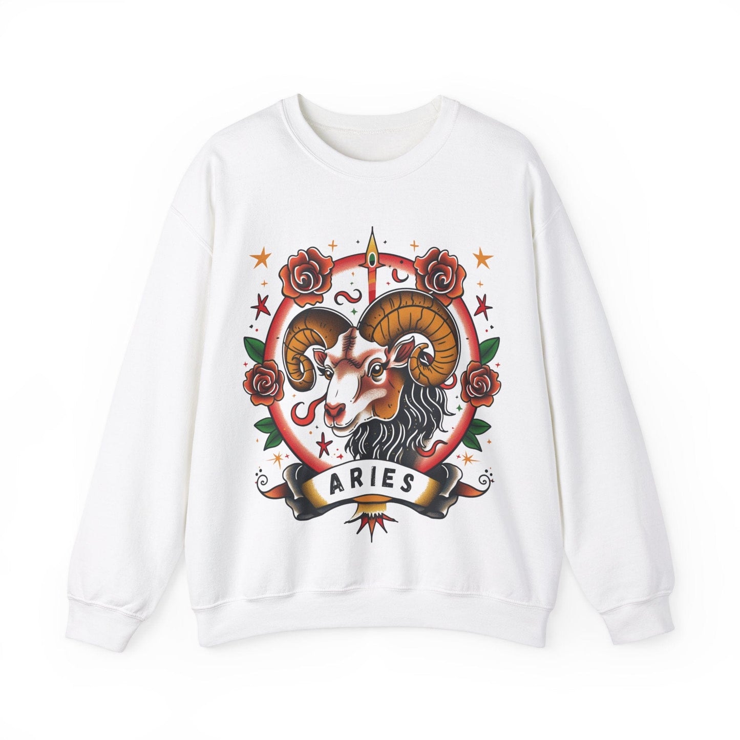 Sweatshirt S / White Bold Aries Zodiac Sweater - Premium Cotton Astrology Soft Sweater