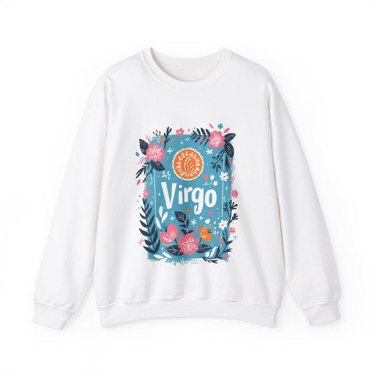 Sweatshirt S / White "Botanic Maiden" Virgo Sweater: Blooming Precision