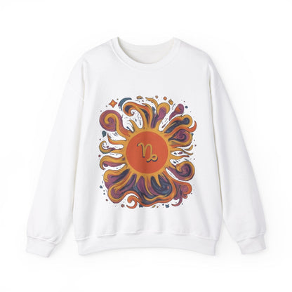 Sweatshirt S / White Capricorn Celestial Sun Soft Sweater: Earthy Elegance Meets Cosmic Warmth