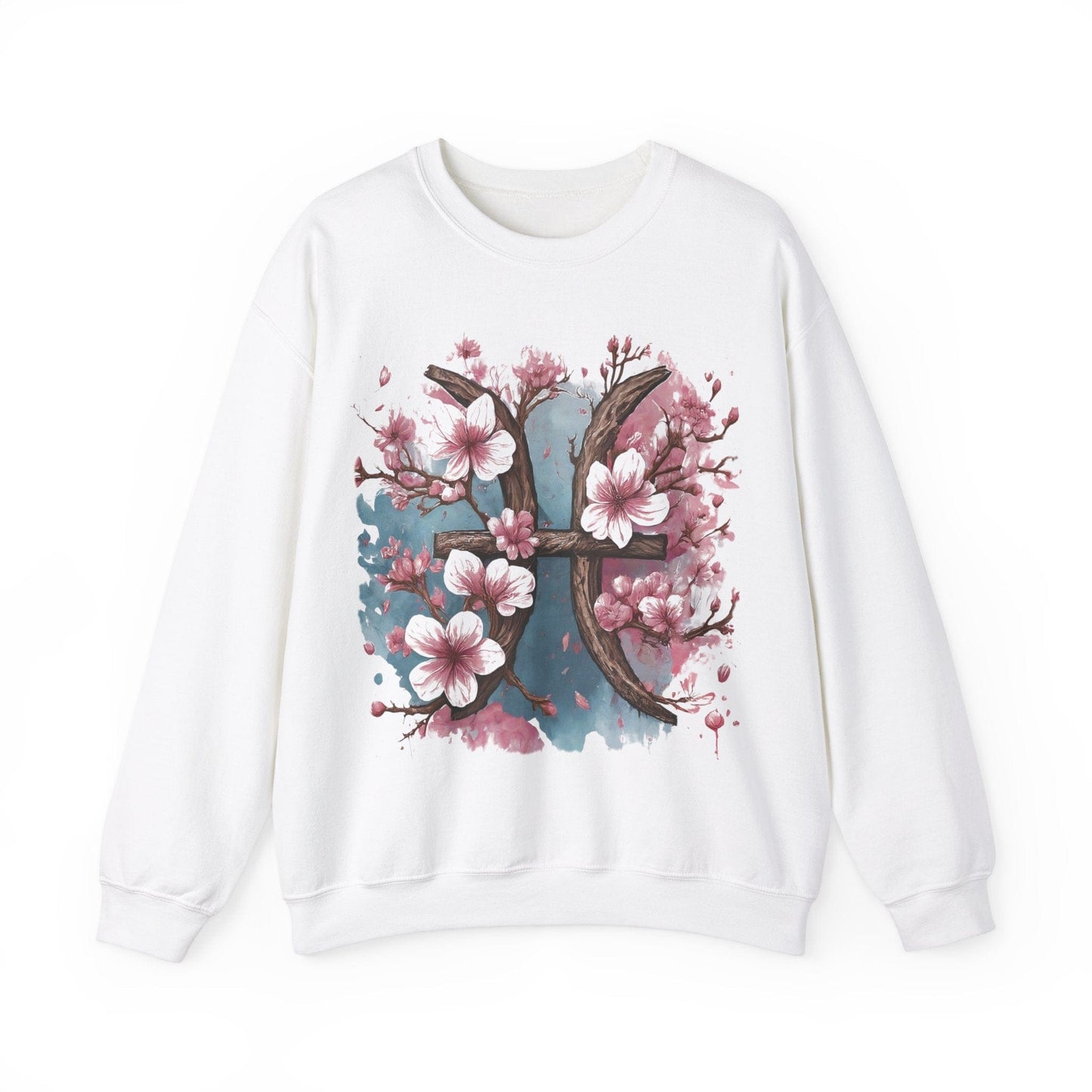 Sweatshirt S / White Cherry Blossom Pisces Soft Sweater