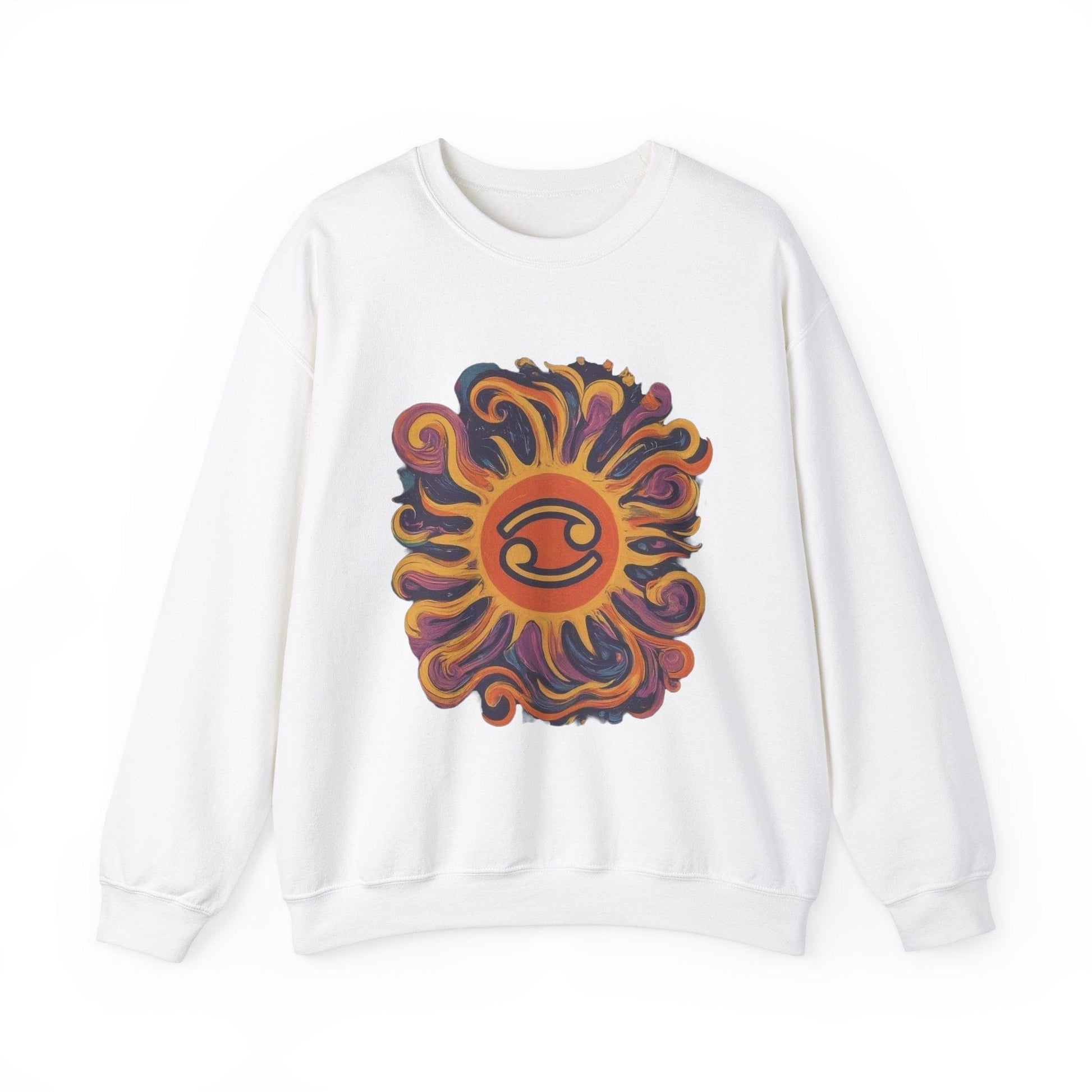 Sweatshirt S / White Cosmic Cancer Sweater: Groovy 60s Vibes