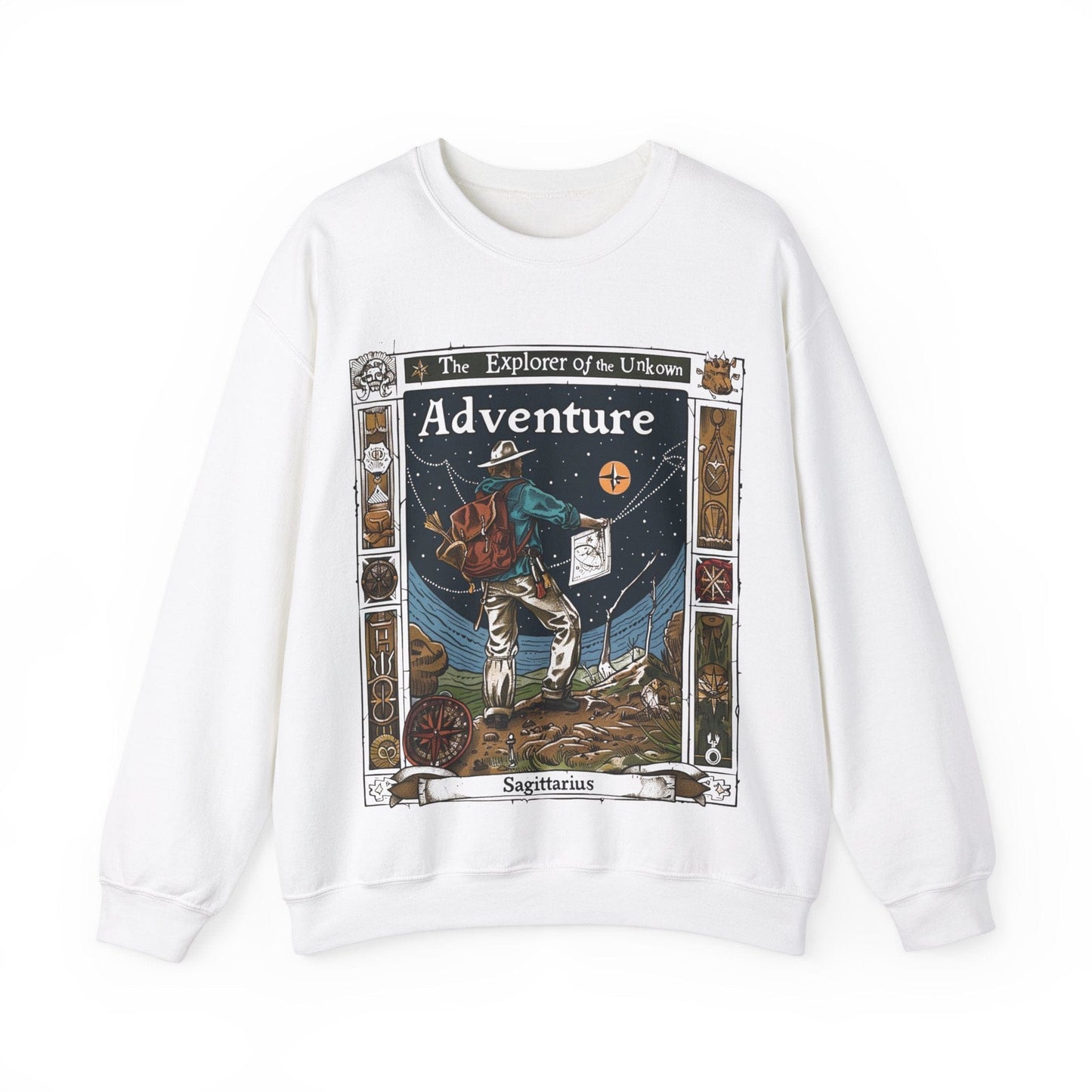 Sweatshirt S / White Explorer of the Unknown Soft Sagittarius Sweater