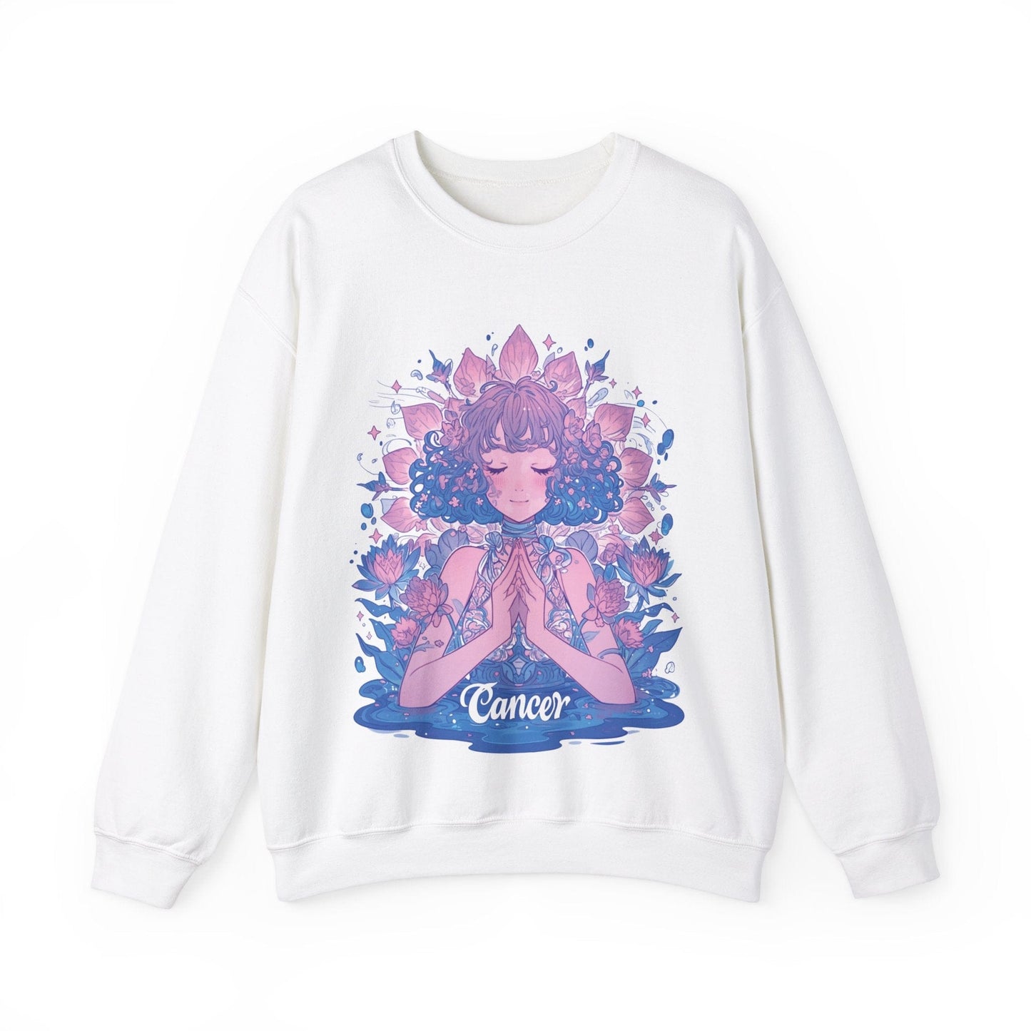 Sweatshirt S / White Lunar Bloom Cancer Sweater: Embrace Tranquility