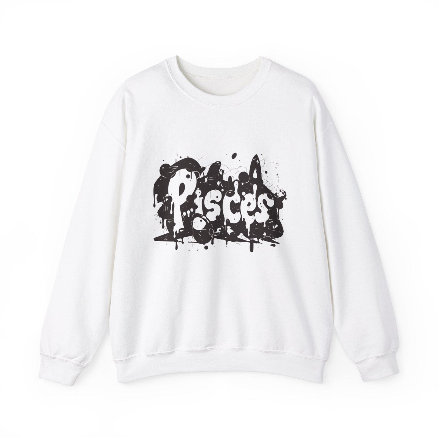 Sweatshirt S / White Piscean Inkflow Pisces Sweater: Serene Depths