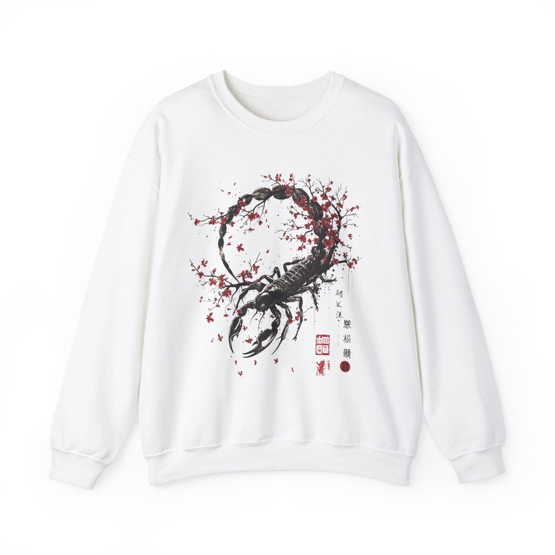 Sweatshirt S / White Scorpio Intensity Extra Soft Sweater: Japanese Art in Premium Cotton Blend