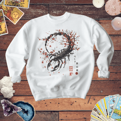 Sweatshirt S / White Scorpio Intensity Extra Soft Sweater: Japanese Art in Premium Cotton Blend