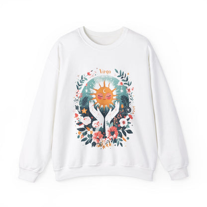 Sweatshirt S / White Sunlit Maiden Virgo Sweater: Lush Serenity