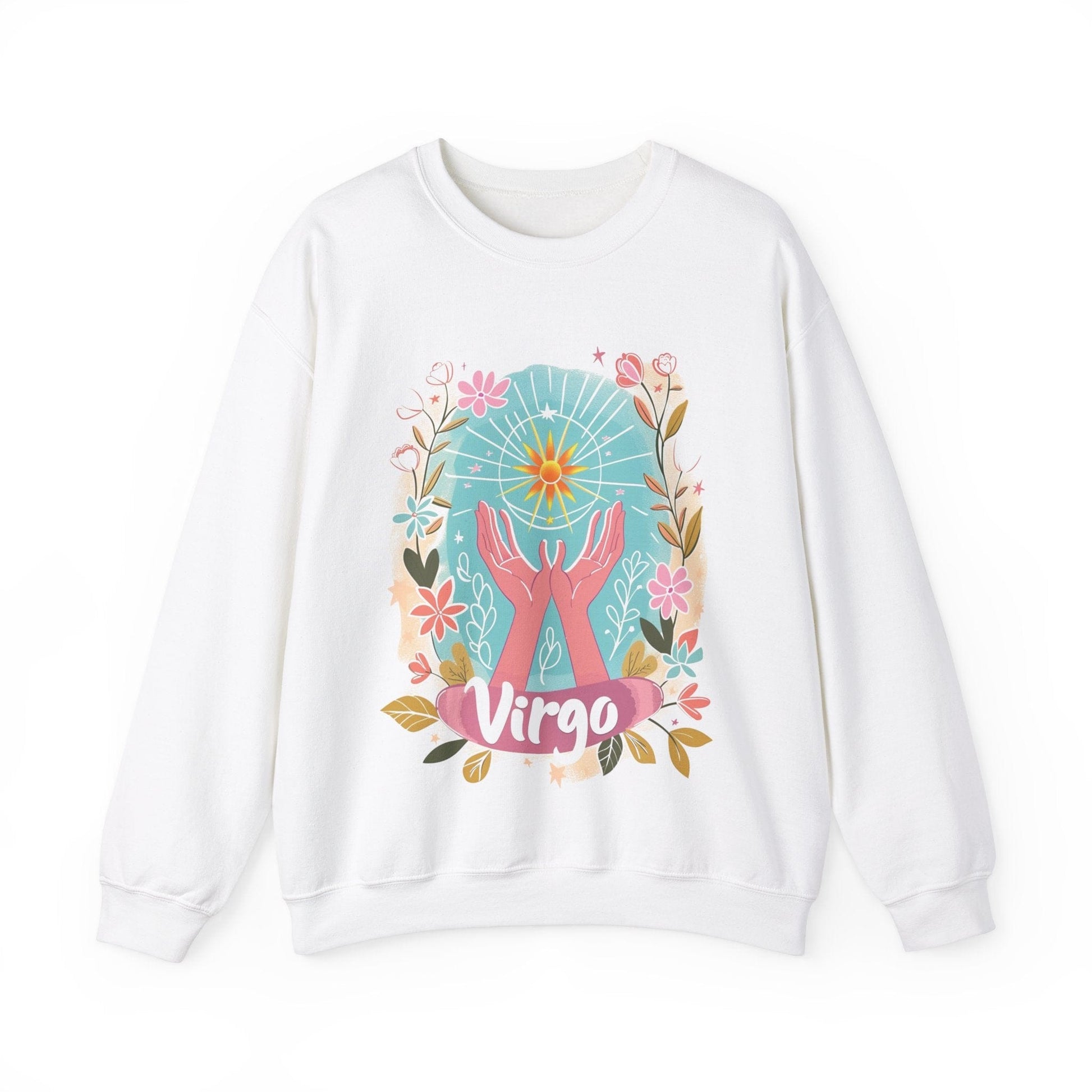 Sweatshirt S / White Virgo's Bloom Soft Sweater: Embrace Your Inner Garden