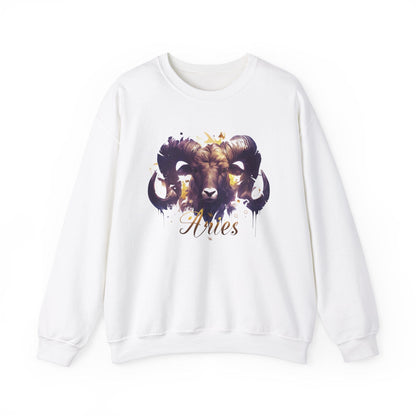 Sweatshirt S / White Vivid Aries Spirit Soft Sweater: Embrace Your Fire