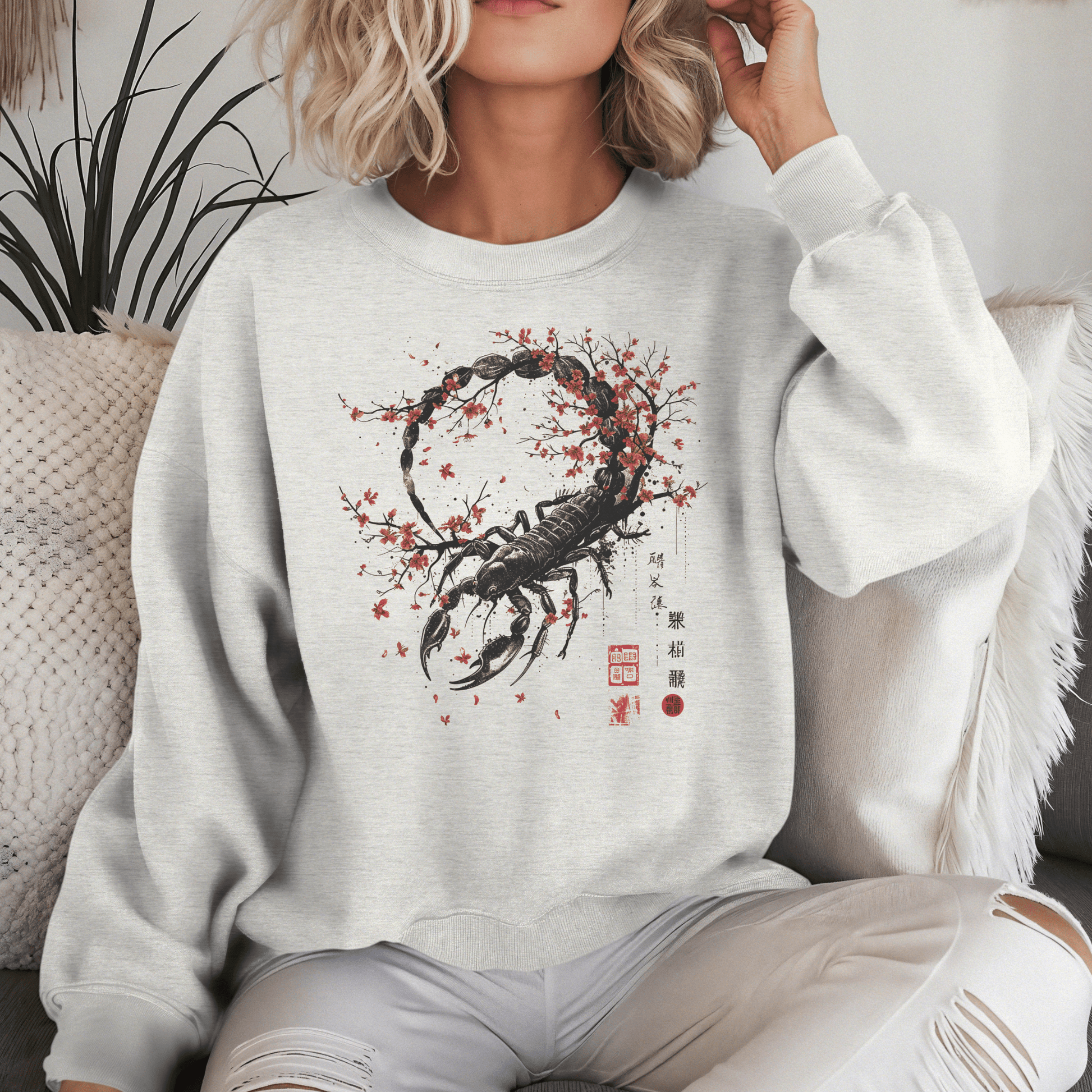 Sweatshirt Scorpio Intensity Extra Soft Sweater: Japanese Art in Premium Cotton Blend