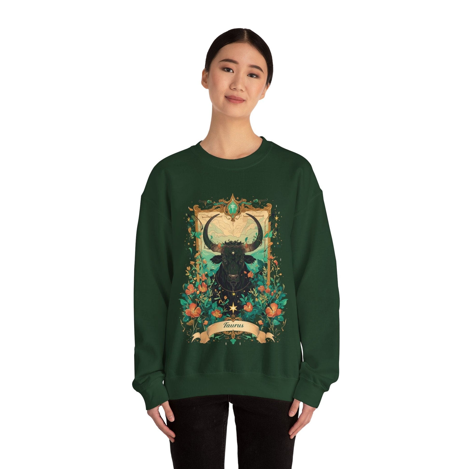 Sweatshirt Taurus Blossom: Celestial Garden Astrology Sweater