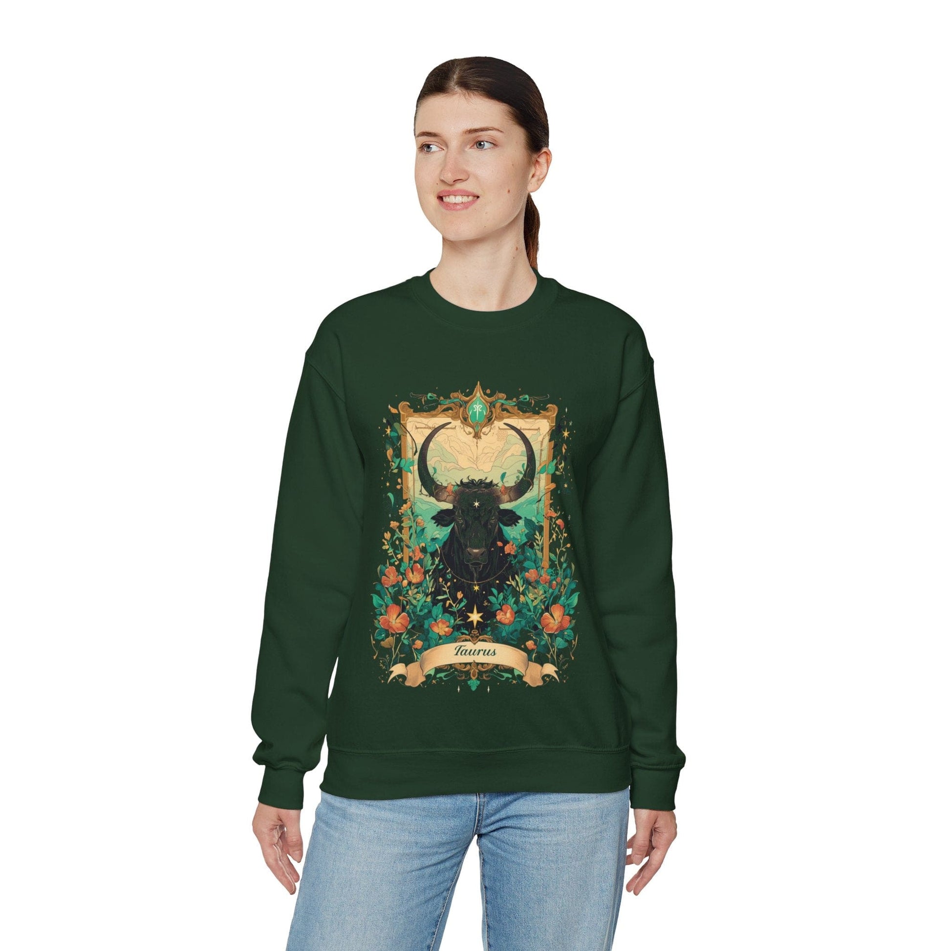 Sweatshirt Taurus Blossom: Celestial Garden Astrology Sweater