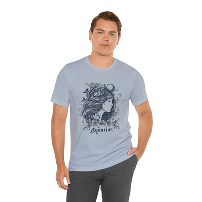 T-Shirt Aquarius Windswept Wonder T-Shirt: Celestial Beauty for the Free Spirit