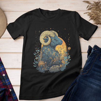 T-Shirt Aries Celestial Bloom Tarot Card T-Shirt