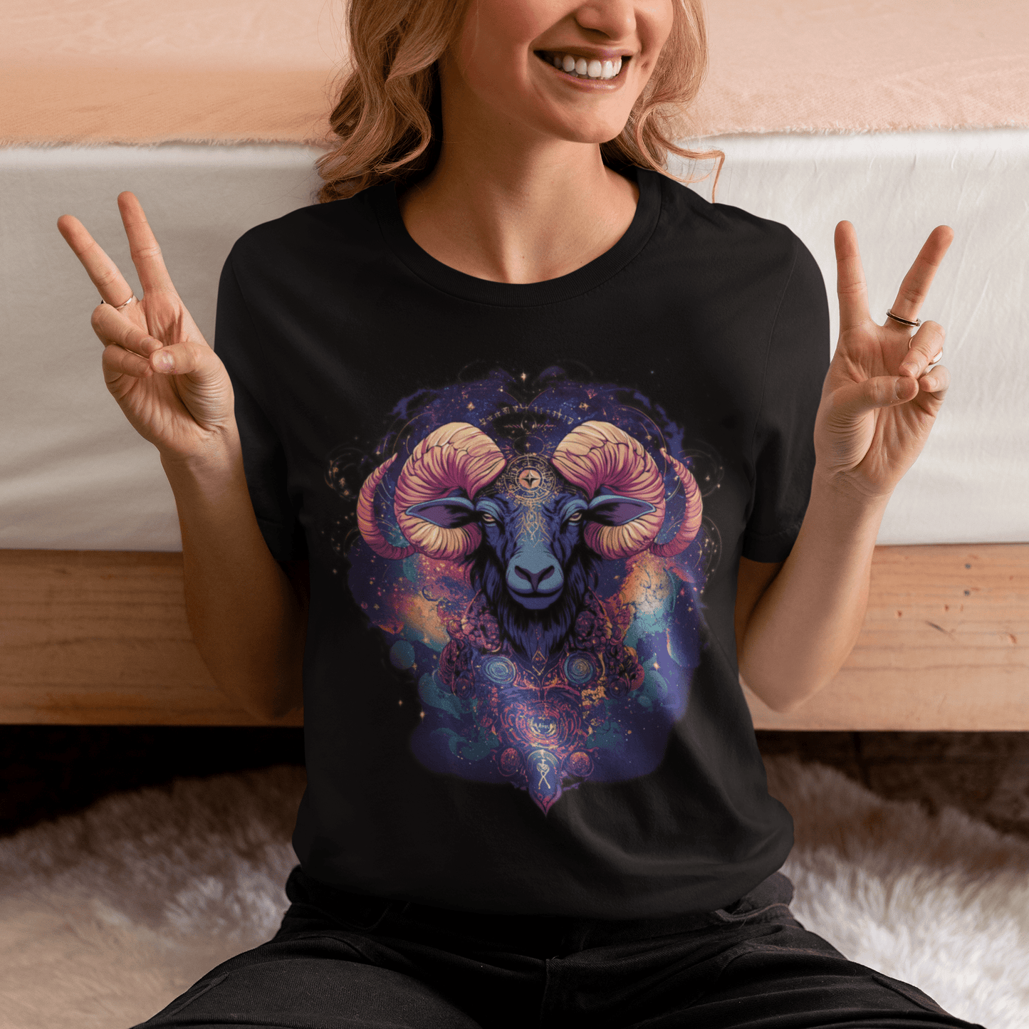 T-Shirt Aries Cosmic Visionary Tarot Card T-Shirt