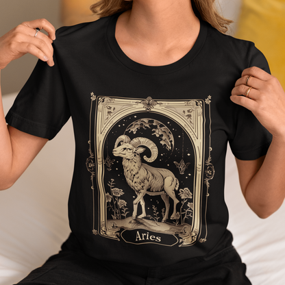 T-Shirt Aries Illustrated Tee: Channel the Ram's Strength