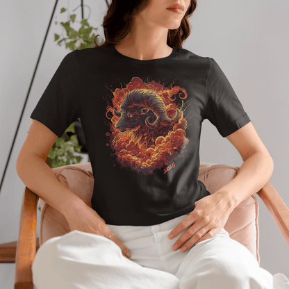 T-Shirt Aries Inferno Charge Tarot Card T-Shirt