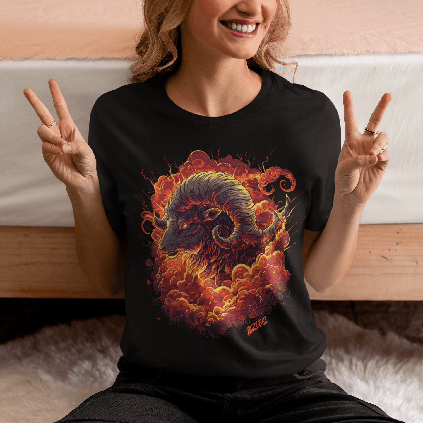 T-Shirt Aries Inferno Charge Tarot Card T-Shirt