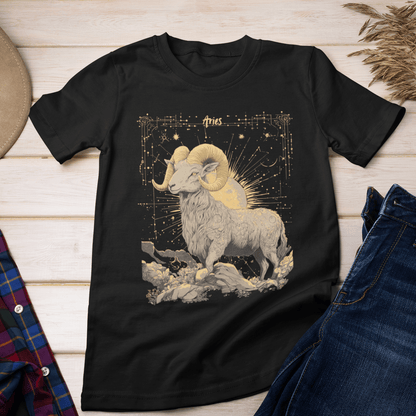 T-Shirt Aries Zodiac Sign Tarot Card T-Shirt - Majestic Ram Design