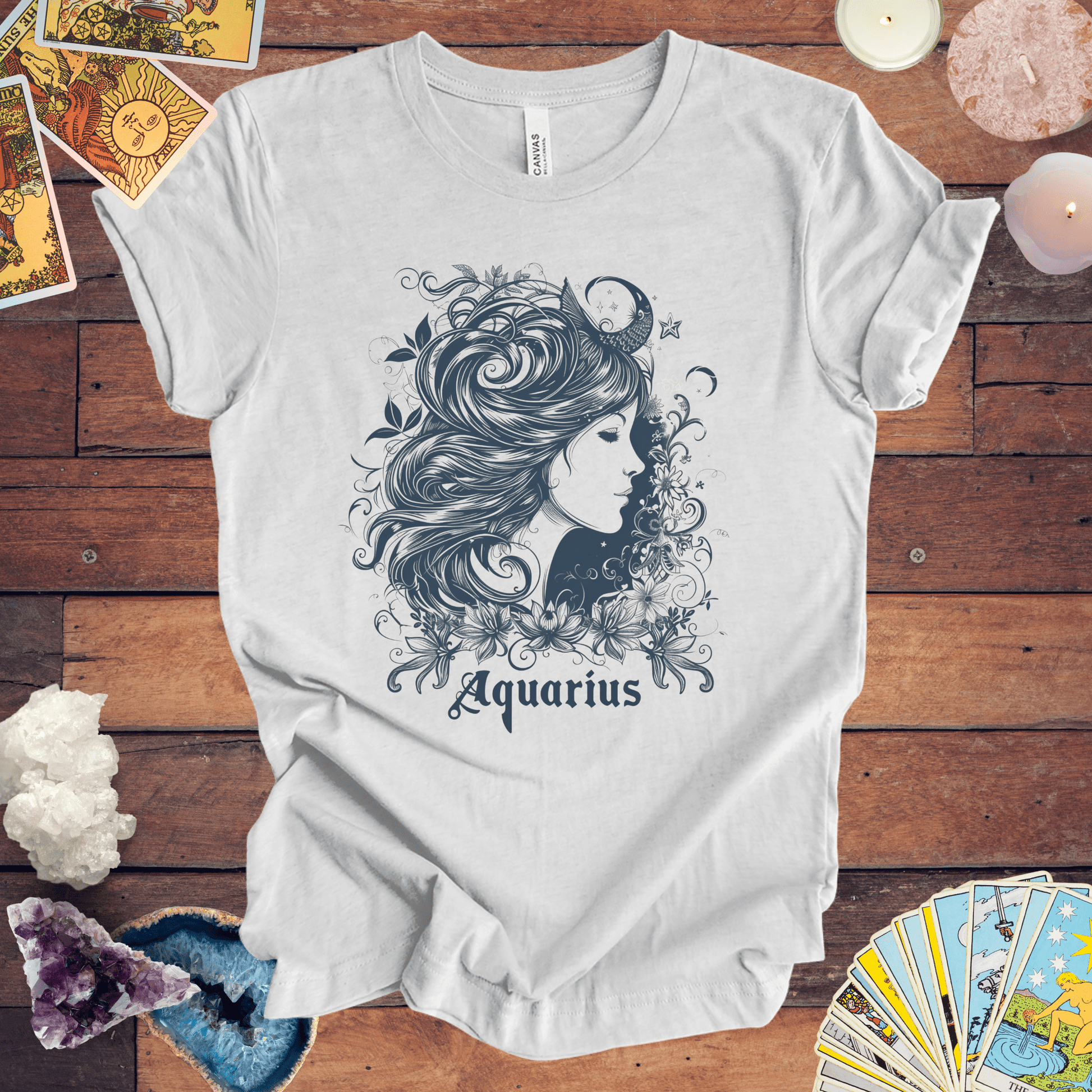 T-Shirt Ash / S Aquarius Windswept Wonder T-Shirt: Celestial Beauty for the Free Spirit