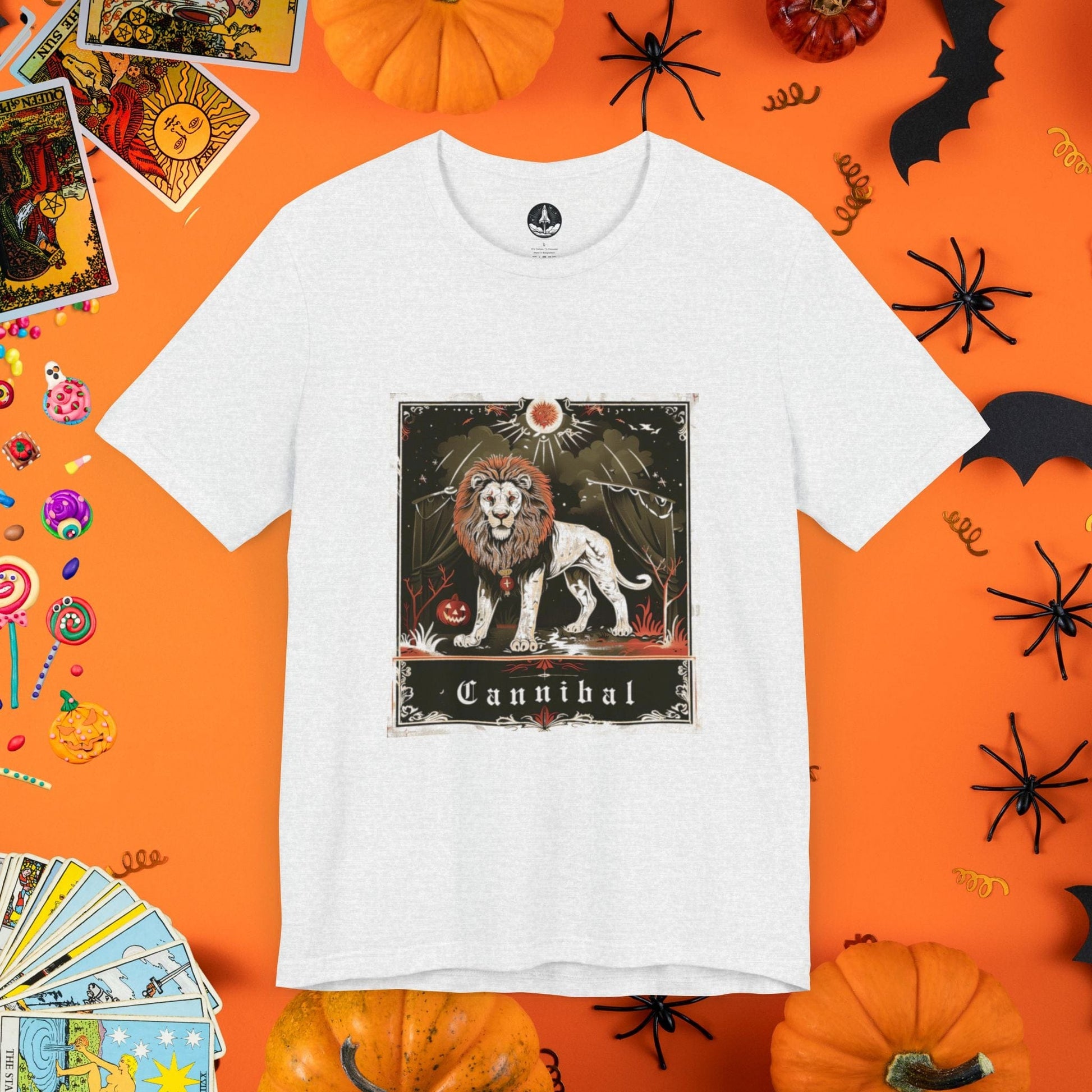 T-Shirt Ash / S Cannibal Leo Halloween Tarot Card T-Shirt - Halloween Limited Edition