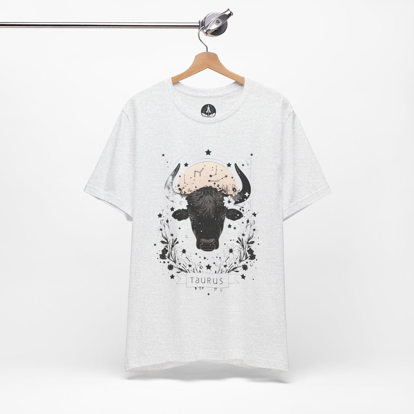 T-Shirt Ash / S Floral Strength: Taurus Tarot Card T-Shirt