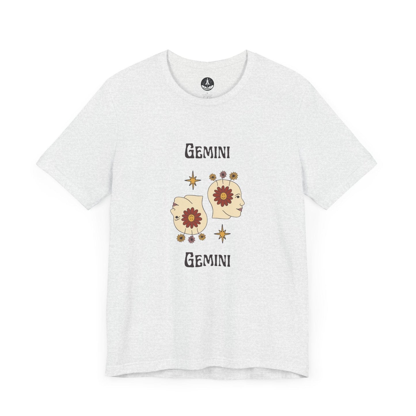 T-Shirt Ash / S Gemini Flower Power T-Shirt - Retro Zodiac Apparel for Astrology Lovers