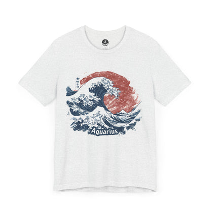 T-Shirt Ash / S Great Wave of Aquarius TShirt: A Japanese Zodiac Fusion
