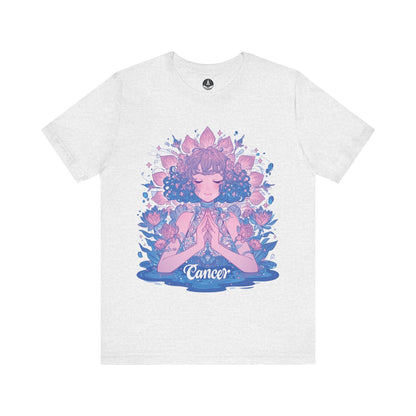 T-Shirt Ash / S Lunar Bloom Cancer TShirt: Serenity in the Stars