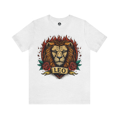 T-Shirt Ash / S Old School Leo Heart Tattoo T-Shirt