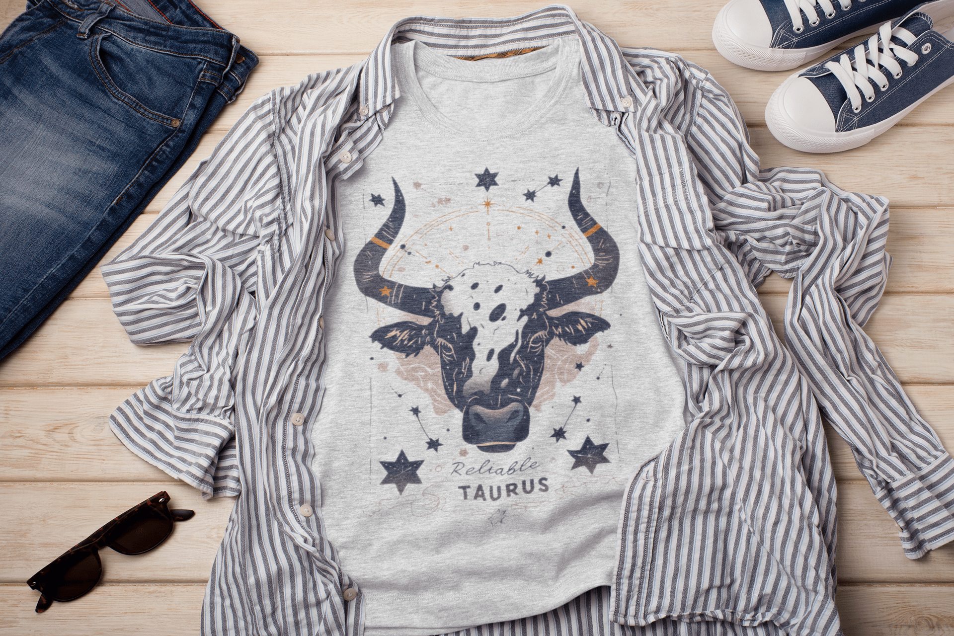 T-Shirt Ash / S Reliable: Taurus Tarot Card T-Shirt