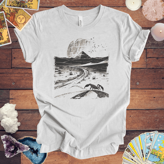 T-Shirt Ash / S Scorpio Desert Journey - Minimalist Zodiac Tarot Card TShirt